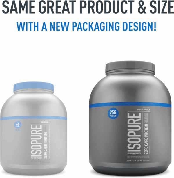 Zero Carb 100% Pure Whey Isolate Protein Powder, Lactose Free, Gluten Free, with Vitamins, Creamy Vanilla, 25G Protein per Serving, 4.5 Lbs, 66 Servings - Image 11