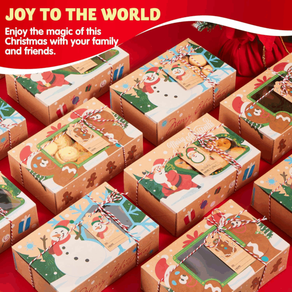 24 PCS Christmas Cookie Gift Baking Box 8.75" X 5.75" X 2.75” with Window Auto-Popup for Pastries, Cupcakes, Cookies, Brownies, Donuts Gift-Giving - Image 7