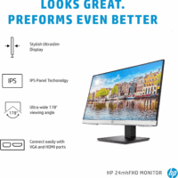 24Mh FHD Computer Monitor with 23.8-Inch IPS Display (1080P) - Built-In Speakers and VESA Mounting - Height/Tilt Adjustment for Ergonomic Viewing - HDMI and Displayport - (1D0J9AA#ABA) - Image 2