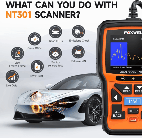 NT301 OBD2 Scanner Live Data Professional Mechanic OBDII Diagnostic Code Reader Tool for Check Engine Light - Image 3