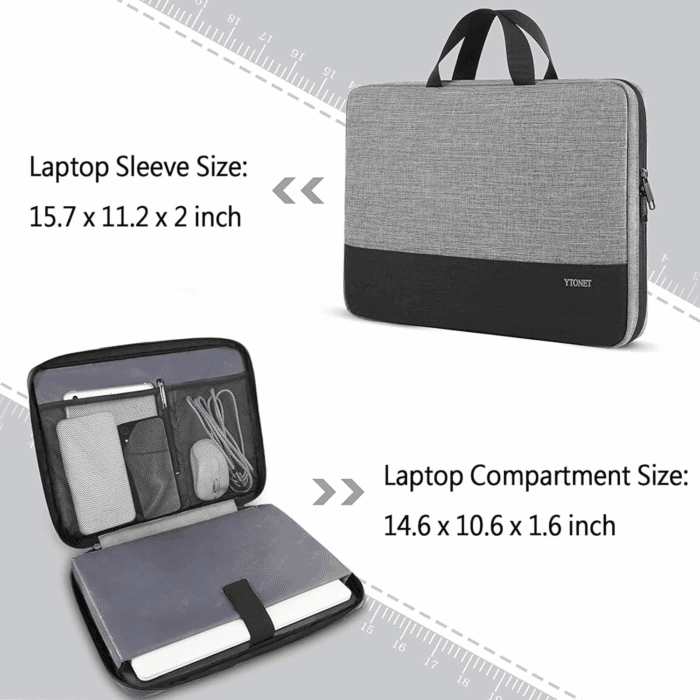 Laptop Case, 15.6 Inch TSA Laptop Sleeve Computer Bag Water Resistant Computer Case Carrying Cover Compatible for Lenovo, HP, Dell, Asus Notebook, Gifts for Men Women, Grey - Image 3