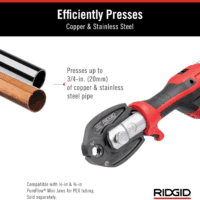 72553 Model RP 115 Mini Press Tool and Battery Kit with 1/2" to 3/4" Propress Press Tool Jaws, 2V Li/Ion Battery, 12V Charger, and Carrying Case , Red - Image 5