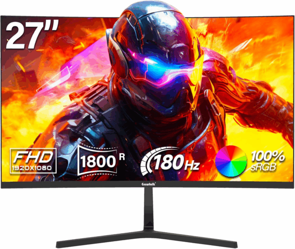 27 Inch Curved Gaming Monitor,144Hz/180Hz PC Monitor Full HD 1080P, Frameless 1800R Computer Display with Freesync & Eye-Care Technology, Wall Mountable, DP, HDMI Port (Black)