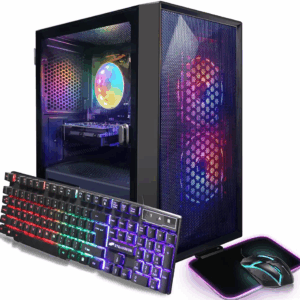 Prebuilt Gaming PC Desktop, AMD Radeon RX 550 4G GDDR5, Intel Core I5 3.3Ghz up to 3.7Ghz, 16G Ram, 512G SSD, Wifi, BT 5.0, RGB Fan X 3, RGB Mouse Pad, Windows 10 Home