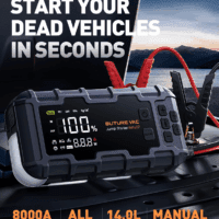10-In-1 Portable Car Battery Jump Starter with Air Compressor 8000A 160PSI 45W Charger, Jump Starter Jump Box (All Gas 14L Diesel), Car Battery Jumper Starter Portable Jumper Cables, Gloves, Lights - Image 2