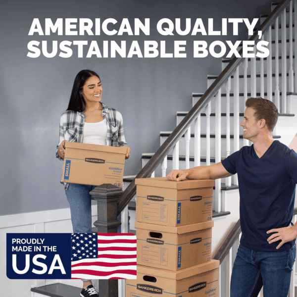 Small Classic Moving Box 10 Pack, Reinforced Handles, Tape-Free Assembly, Box with Lid, 15-In X 12-In X 10-In (7714901) - Image 6