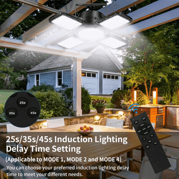 Solar Shed Light Outdoor Indoor, 176LED Solar Powered Motion Sensor Pendant Light Daytime Available, Solar Indoor Lights with 5 Lighting Modes & Remote for Shed Gazebo Barn Garage Home - Image 7