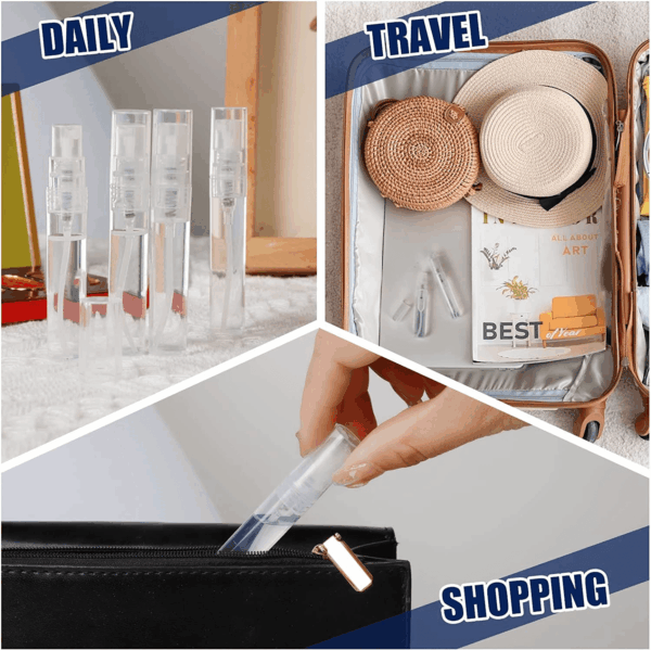 Mini Spray Bottle, 10 Pack 5Ml Mini Plastic Spray Bottle Empty, Fine Mist Refillable Mini Perfume Bottle, Perfume Atomizer, Small Sample Containers, Plastic Portable Travel Bottle, Clear - Image 7