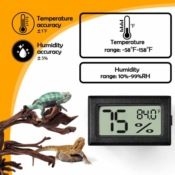 2 PCS Rectangle Reptile Thermometer and Humidity Gauge for Bearded Dragon Accessories, Reptile Tank Accessories for Jumping Spider, Leopard Gecko, Hermit Crab, Gecko, Ball Python, Lizard - Image 4