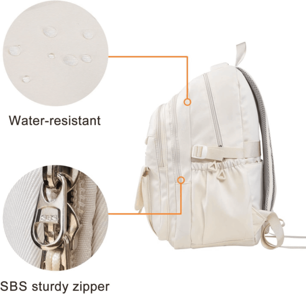 Teen Girls School Backpack for Boys, College Aesthetic Laptop Bookbag for Women,Beige - Image 2