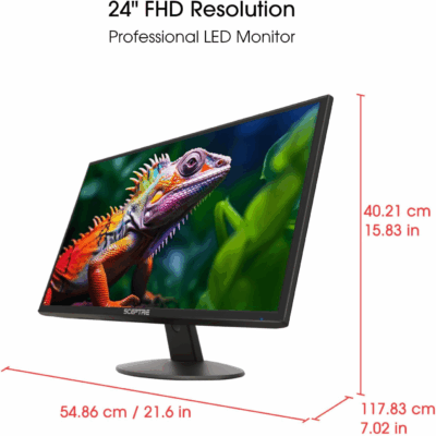 24-Inch Professional Thin 1080P LED Monitor 99% Srgb 2X HDMI VGA Build-In Speakers, Machine Black (E248W-19203R Series) - Image 2