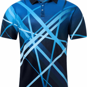 Mens Golf Shirt Dry Fit Athletic Polo Shirts Moisture Wicking Performance 3D Print Short Sleeve
