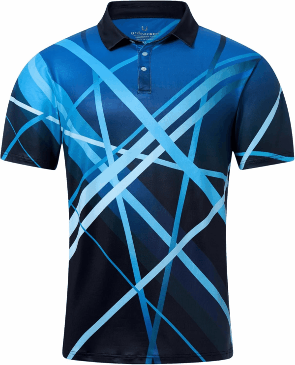 Mens Golf Shirt Dry Fit Athletic Polo Shirts Moisture Wicking Performance 3D Print Short Sleeve