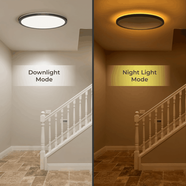 12In LED Flush Mount Ceiling Light Fixture with Remote Control, Nightlight 2000K Warm, 3000K-6500K Adjustable, Low Profile Ceiling Lights for Bedroom, Kitchen, Living Room, Black - Image 2