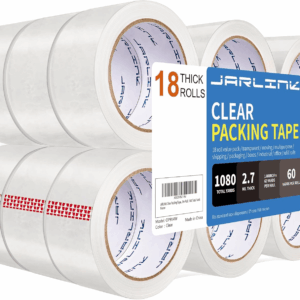 Clear Packing Tape (18 Rolls), Heavy Duty Packaging Tape for Shipping Packaging Moving Sealing, 2.7Mil Thick, 1.88 Inches Wide, 60 Yards per Roll, 1080 Total Yards