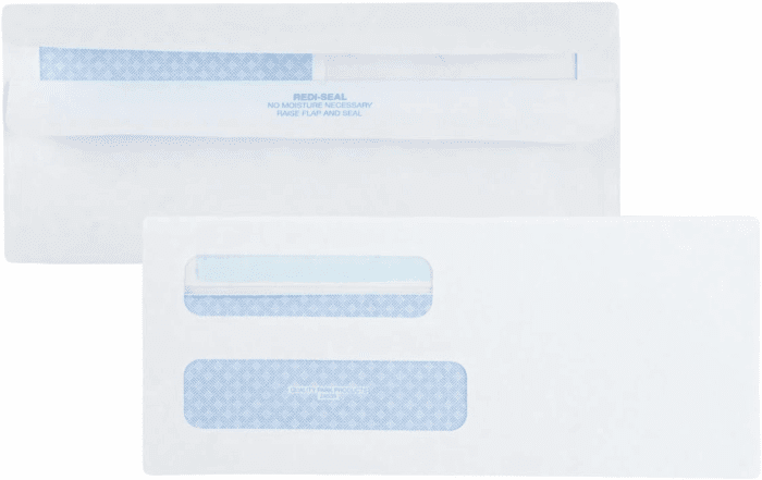 #8 5/8 Security Envelopes, Double Window, Self Seal Envelopes for Invoices/Statements, 3-5/8" X 8-5/8", 24 Lb White, 5/Box (QUA24539) - Image 2