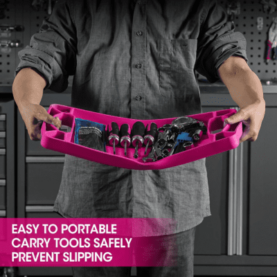 Flexible Tool Tray, Silicone Tool Holder for Mechanics Storage, Heat and Chemical Resistant Tool Organizer for Automotive, Industry and Household(3Pack Pink) - Image 5