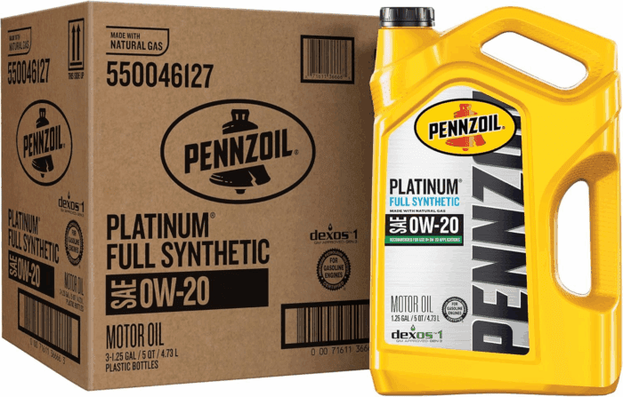 Platinum Full Synthetic 0W-20 Motor Oil (5-Quart, Case of 3)