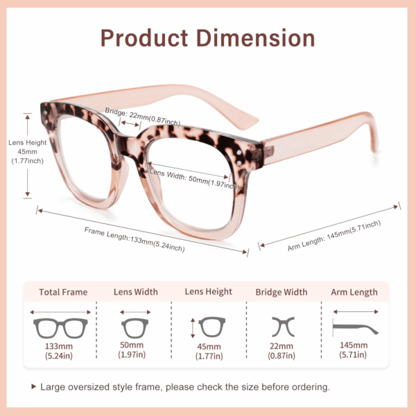 Blue Light Blocking Glasses Oversized Fashion Blue Light Glasses for Women anti Eyestrain & UV Protection Computer Eyeglasses (Gradient Brown) - Image 5