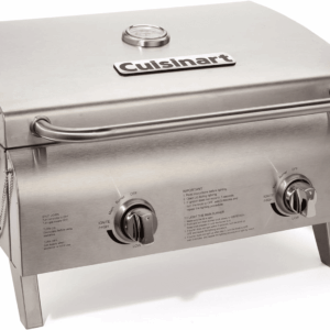 Chef'S Style Tabletop Portable Propane Gas Grill with Dual Burners (20,000 Btus Total), Twist-Start Ignition Stainless Steel BBQ Grill for Camping, Tailgates, BBQ, Hassle-Free Setup