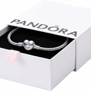 Moments Heart Clasp Snake Chain Bracelet - Compatible Moments Charms - Gift for Her - Sterling Silver - with Gift Box