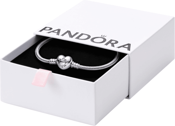 Moments Heart Clasp Snake Chain Bracelet - Compatible Moments Charms - Gift for Her - Sterling Silver - with Gift Box