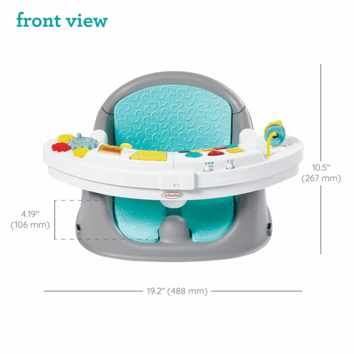 Music & Lights 3-In-1 Discovery Seat and Booster - Convertible, Infant Activity and Feeding Seat with Electronic Piano for Sensory Exploration, for Babies and Toddlers, Teal - Image 4