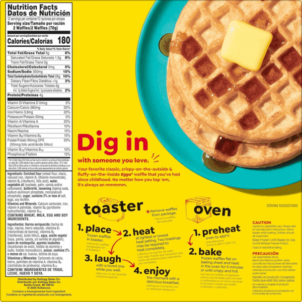 Frozen Waffles, Frozen Breakfast, Breakfast Food, Family Pack, Buttermilk, 29.6Oz Box (24 Waffles) - Image 9