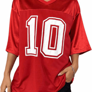 Women'S Oversized Jersey Shirt Graphic Tees V Neck Short Sleeve Vintage T Shirts