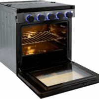 RV Stove Gas Range 21" Tall | 6500 and 8000 BTU Three Burner | 7100 BTU Oven with 1.8 Cu. Ft Capacity | Black or Stainless Steel Finish (Silver Version B, No Vented Range Hood) - Image 8