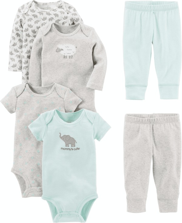 Unisex-Baby 6-Piece Bodysuits (Short and Long Sleeve) and Pants Set - Image 3
