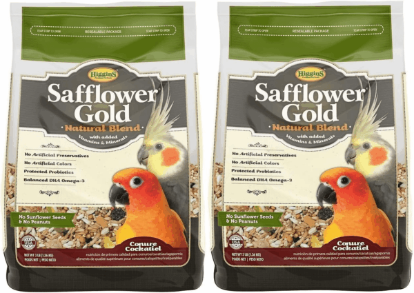 2 Pack of Safflower Gold Natural Blend Conure and Cockatiel Food, 3 Pounds Each