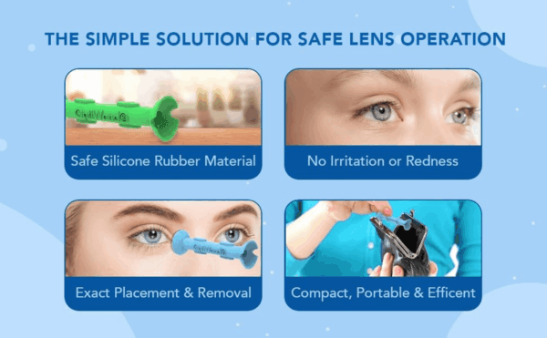 Portable Soft Contact Lens Removal & Insertion Tool - Silicone Rubber Eye Lens Inserter & Remover Device with Pincher End & Finger Grips - Safe & Easy to Use, Travel Size – 1.75" - Image 9