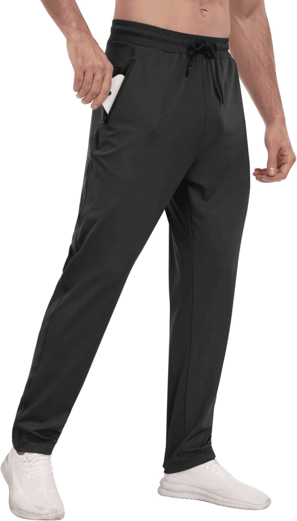 3 Pack Mens Athletic Sweatpants with Zipper Pockets,Workout Gym Joggers Pants for Men Running Jogging Pants - Image 3