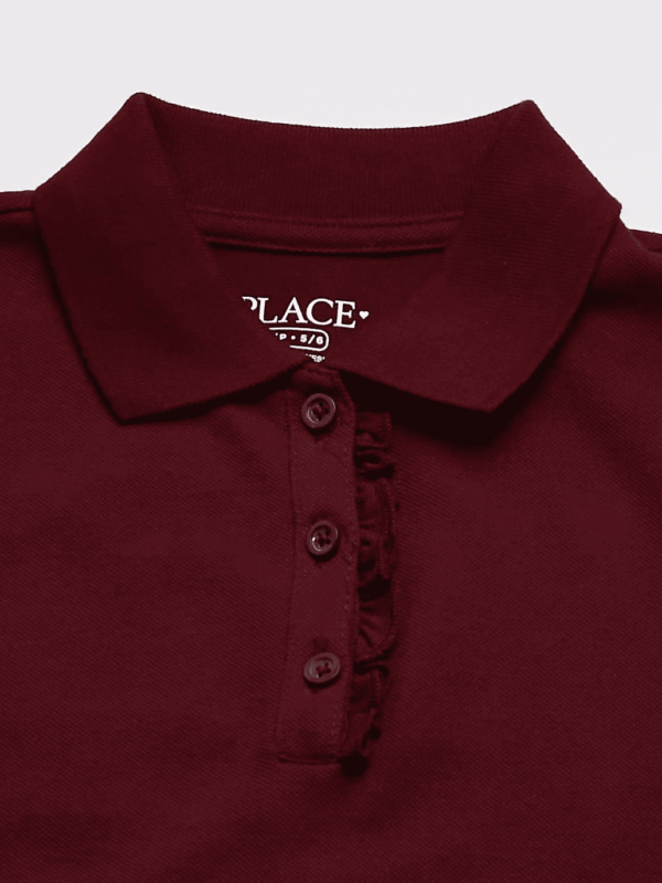 Girls' Short Sleeve Ruffle Pique Polo - Image 2