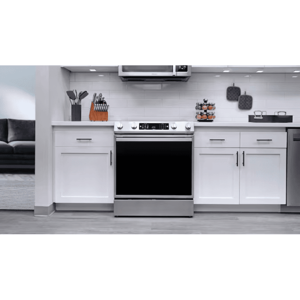 30-In Glass Top 5 Burners 5.8-Cu Ft Air Fry Convection Oven Slide-In Electric Range Stainless Steel ) - Image 5