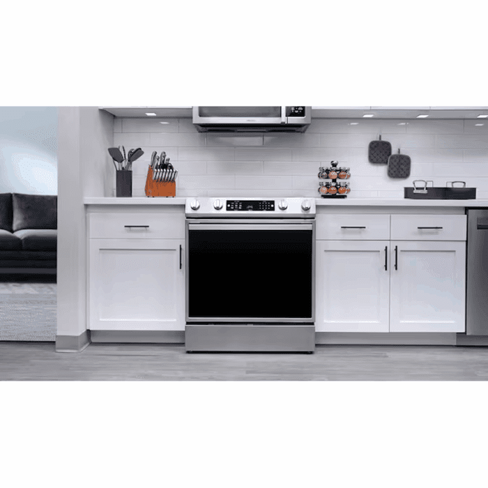 30-In Glass Top 5 Burners 5.8-Cu Ft Air Fry Convection Oven Slide-In Electric Range Stainless Steel ) - Image 5