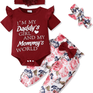 Newborn Infant Baby Girl Clothes Ruffle Romper Toddler Girl Floral Cotton Pant Sets Girls Clothing Outfit