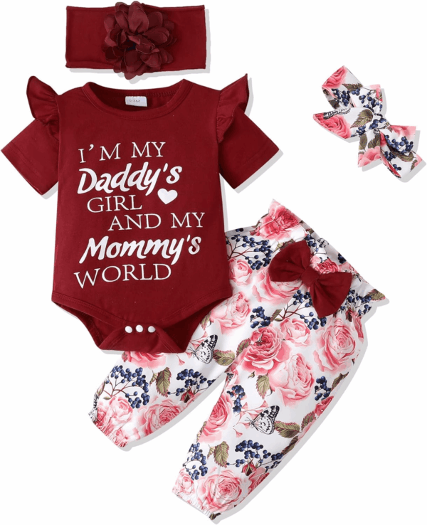 Newborn Infant Baby Girl Clothes Ruffle Romper Toddler Girl Floral Cotton Pant Sets Girls Clothing Outfit