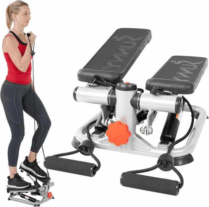 Mini Steppers for Exercise at Home, Stair Step Workout Machine, Full Body Cardio Equipment, with Optional Free Sunnyfit App Connection and Resistance Band