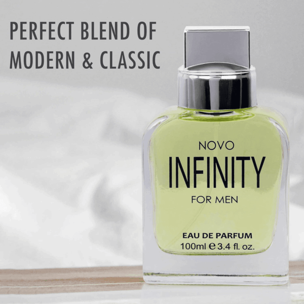 Novo Infinity for Men - 3.4 Fluid Ounce Eau De Parfum Spray for Men - Refreshing Citrusy & Floral Top Notes with Subtle Woody Undertones Smell Fresh All Day Long Gift for Men for All Occasions - Image 5