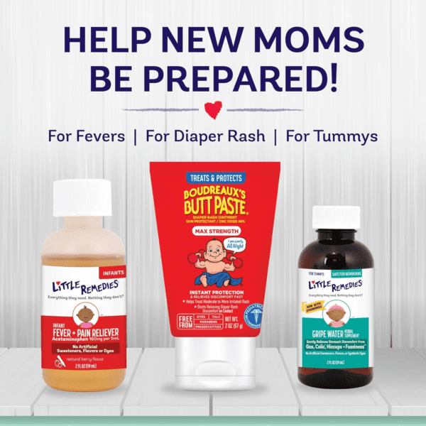 , New Baby Essentials Kit, 6 Newborn Essentials, Saline Nasal Spray, Gas Relief Drops, Gripe Water, Fever Reliever, & Diaper Ointment - Image 4