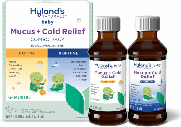 Baby Mucus and Cold Relief, Day and Night Value Pack, Infant and Baby Cold Medicine, Decongestant and Cough Relief, 8 Fl Oz