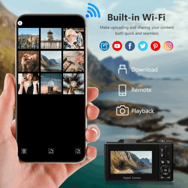 4K Digital Camera for Photography, 64MP Vlogging Camera for Youtube with 3" 180° Flip Screen, 18X Digital Zoom Point and Shoot Camara with 32GB Micro SD Card for Beginner (Black) - Image 3