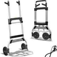 Folding Hand Truck Dolly Cart,340Lb Capacity Portable Aluminum Dolly Cart with Telescoping Handle and 7 Inch Rubber Wheels for Moving,Shopping,Travel,Office Use
