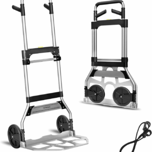 Folding Hand Truck Dolly Cart,340Lb Capacity Portable Aluminum Dolly Cart with Telescoping Handle and 7 Inch Rubber Wheels for Moving,Shopping,Travel,Office Use