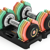 Adjustable Dumbbells Set 12.5LB/22.5LB Pair, 1-Sec Fast Adjustable 5 Weights by Turning Handle, Premium Comfort Non-Slip Metal Dumbbells with Tray, Compact Size for Full Body Home Workout
