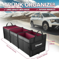 Sturdy Car Trunk Organizer with Premium Insulation Cooler Bag, Heavy Duty Collapsible Trunk Storage Organizer for Car, SUV, Truck, or Van (3 Compartments, Red) - Image 2
