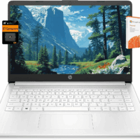 HP 14" Ultra Light Laptop for Student & Home (Intel Quad-Core N4120, 4GB RAM, 128GB(64GB + 64GB SD), 1-Year Office 365) 11-Hr Long Battery Life, Webcam, Wifi, Win 11 Home in S Mode - Snow White