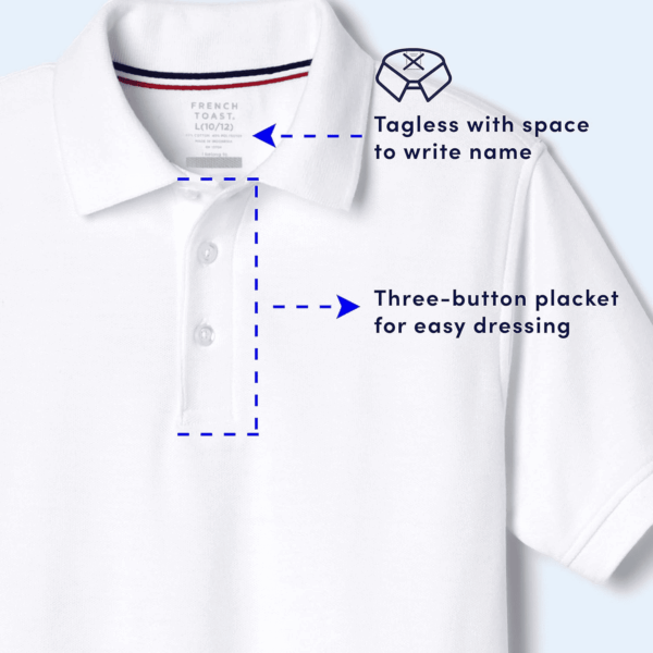 Boys Short Sleeve Pique Polo Uniform Shirt (Standard & Husky) - Image 4